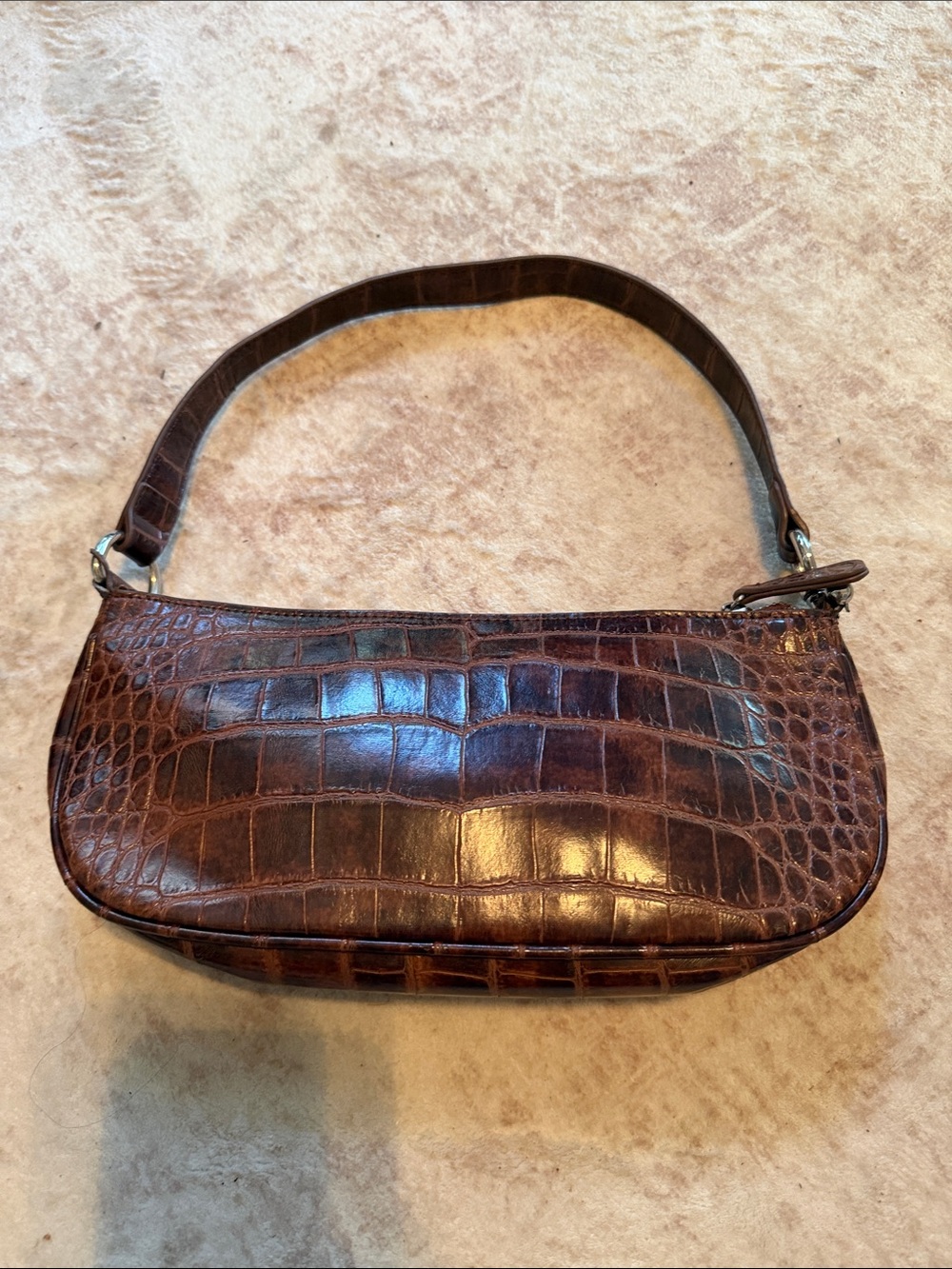 Urban Outfitters Brown Croc-Embossed Shoulder Bag